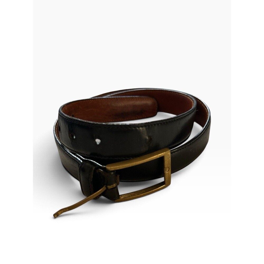 Trafalgar Genuine Leather Black Belt Men’s Size 32 Brass Buckle Made in USA